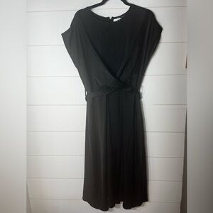 Prettygarden size‎ large black cap sleeve wrap dress.